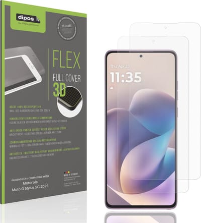 dipos FLEX – 2x Matte Screenprotector geschikt voor Motorola Moto G Stylus 5G 2026 | Volledige Schermbescherming | Case-Friendly