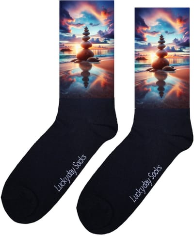 Balans stenen - Valentijn sokken - Verjaardag Cadeau - Grappige sokken - Leuke sokken - Hem Haar sokken - Vrolijke sokken - Strand - Vaderdag - Moederdag - Sint cadeau - Kerst cadeau - Leuk Cadeau - Speciaal cadeau - Socks maken Happy - Maat 37-44