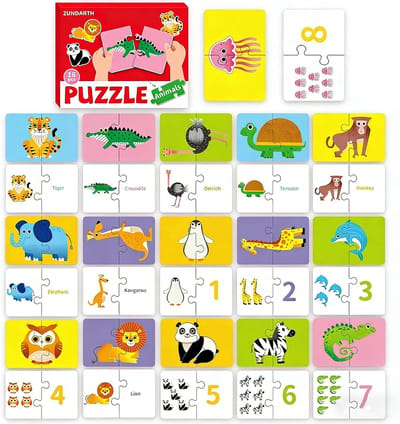 Houten Dierpuzzels - Peuter Leerpuzzels - Ontwikkeling Spel - Zelfcorrigerend Ontwerp - 145 x 85 cm