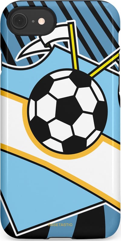 Casetastic hoesje geschikt voor Apple iPhone SE / Apple iPhone 7 / Apple iPhone 8 - Dubbellaagse bescherming - Kampioensbal - Fashion Case - Lichtblauw Zwart Wit