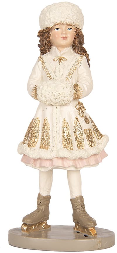 Clayre & Eef Kerstdecoratie Beeld Kind 8x7x18 cm Beige Kunststof
