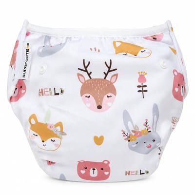 Supercute - Wasbare - Zwemluier - Verstelbaar - Hello - Hertjes - Haasjes - Zwemmen - Baby zwemmen - 0 - 3 jaar - Meisje - Milieu vriendelijk - Babyspa - Kraamkado