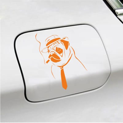 Bumpersticker - Hond Rokend - 10 X 13,6 - Oranje
