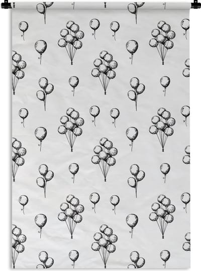 Wandkleed - Wanddoek - Ballon - Patronen - Zwart Wit - 60x90 cm - Wandtapijt