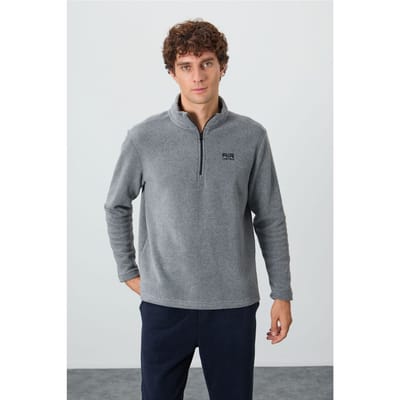 Mannen Pluche Half-Zip Sweatshirt
