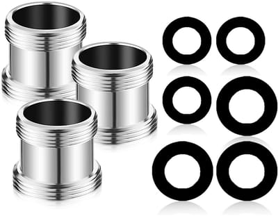 Dailygoods - Kraanadapterset - M22 naar M24 - Dubbele schroefdraad - 3 stuks - Messing met rubberen afdichting - Geschikt voor keuken - 3 adapters