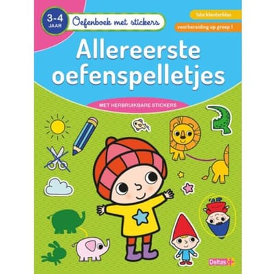 Oefenboek met stickers - Allereerste oefenspelletjes (3-4j.) Educatieve boeken (spelletjes en raadsels)