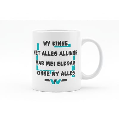 Friese Tekst Mok – “Wy kinne net alles allinne” Quote – 330 ml Keramische Koffiemok Cadeau