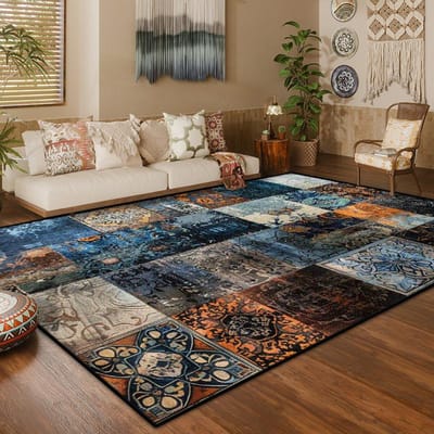 Amerikaanse Stijl Retro Geometrisch Groot Woonkamer Tapijt Boho Decoratie Huis Sofa Salontafels Mat Wasbaar Antislip Slaapkamerkleed 60*90cm