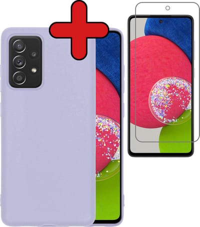 Hoesje - Met Screenprotector - Geschikt voor Samsung Galaxy A52s 5G - Sterk & Shockproof - Telefoon Hoes - Back Cover - Siliconen Case - Telefoonhoes - Lila