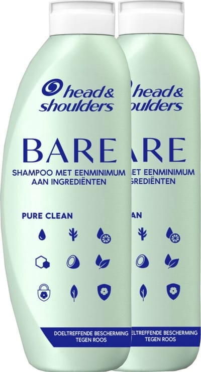 2 x Head & Shoulders - Anti-Roos Shampoo - Bare - Pure Clean - 400 ml - Anti-roos Shampoo - Shampoo Voor Vet Haar - Hoofdhuidverzorging - Roos Shampoo - Natuurlijke Shampoo