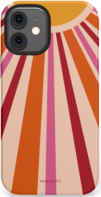 Casetastic Hoesje Geschikt voor Apple iPhone 12 Mini - Stijlvolle Beschermende Duo-layer Case - Retro straal