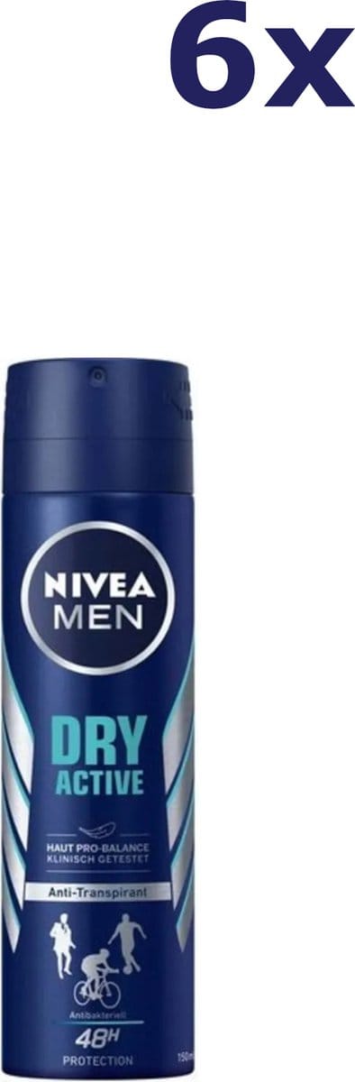 6x Nivea Deospray 150ml For Men Dry Active