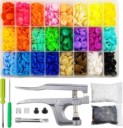 360 sets T5 kunststof drukknopen met drukknopentang, 24 kleuren 12 mm drukknopen voor naaien, drukknopenset voor naaien, kleding, knutselen, luiers, slabbetjes