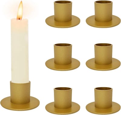 Retro Kaarsenhouders Set van 6 - Gouden Kaarsenstandaards voor Woonkamer, Eetkamer en Slaapkamer Decoratie, Vintage Stijl en Sfeervolle Verlichting