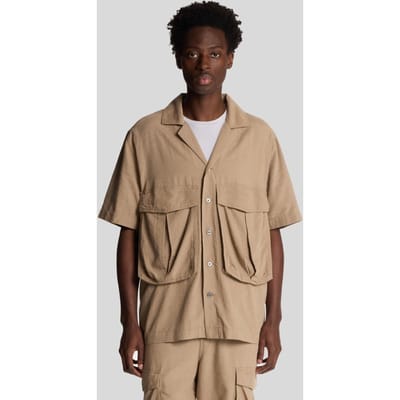 Lyle & Scott katoenen linnen overhemd met reverskraag - woestijntaupe