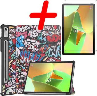 Hoesje Geschikt voor Lenovo Tab P11 Pro - Met Screenprotector - Trifold Bookcase - Hard Cover Case - Met Uitsparing Geschikt voor Lenovo Pen - Hardcover Book - Tablet Hoes - Graffity