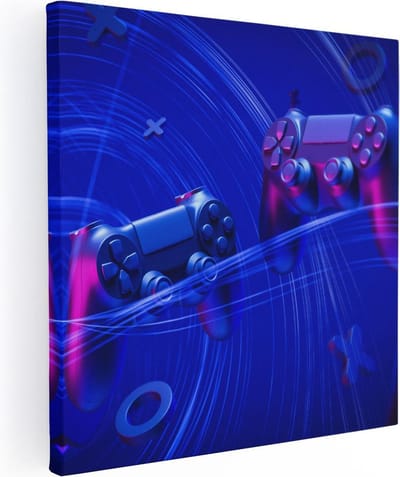 Artaza Canvas Schilderij Gamer Kantoor - 30x30 cm - Klein - Wanddecoratie Kantoor - Muurdecoratie Mancave - Schilderijen Op Canvas