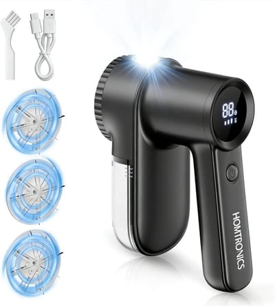 Elektrisch Pluisscheerapparaat met LED Display – Oplaadbaar (2000 mAh) – 3 Messen & Transparant Reservoir – Voor Kleding, Truien & Stoffen