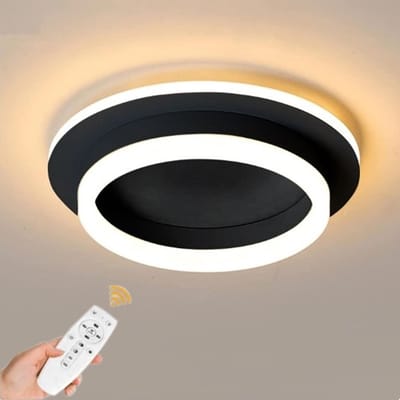 Moderne Acryl Plafond Verlichting - Met Afstandsbediening Dimbaar & APP - Zwart - 35 cm - Plafoniere