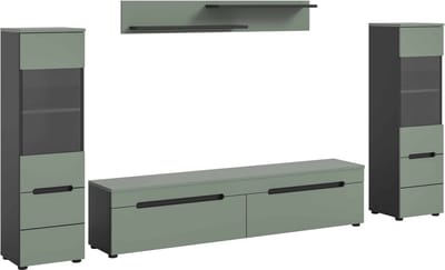 Canu wandcombinatie staand-hangend Smoke Green NB Basaltgrijs NB Abs. Smoke Green NB - 33x272x141cm