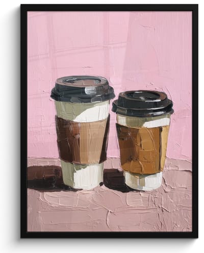 Poster in lijst - Fotolijst 60x80 cm - Posters - Koffiebekers - Deksel - Verf - Textuur - Posterlijst zwart - Decoratie - Wanddecoratie woonkamer - Muurdecoratie slaapkamer