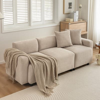 Sweiko Modern design bank, Gestoffeerd meubilair, bank, 3-zits bank, woonkamer bank, bank met decoratief kussen