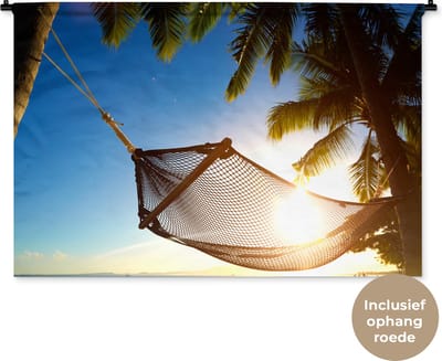 Wandkleed - Wanddoek - Hangmat - Strand - Zon - 150x100 cm - Wandtapijt