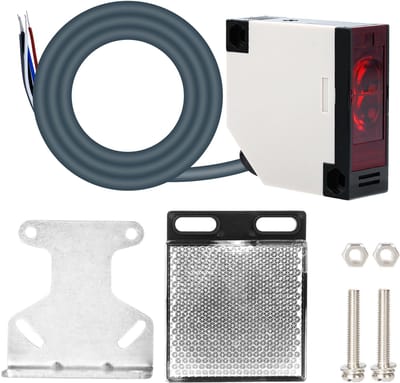 Fotoelektrische sensor - AC 90-250V E3JK-R4M1 Sensor Schakelaars met Reflector - Reflectie Optische Inductie Schakelaar - Verstelbare detectieafstand 0,1-4 m - Bundelsensor voor automatiseringsindustrie en werkplaats