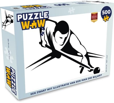 Puzzel Een zwart wit illustratie van een man die biljart - Legpuzzel - Puzzel 500 stukjes