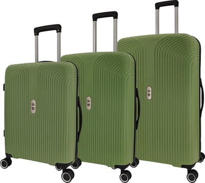 SB Travelbags 3 delige kofferset 4 dubbele wielen trolley - Groen - TSA slot