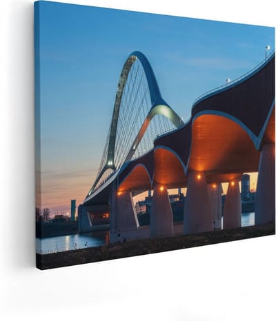 Artaza Canvas Schilderij Skyline - 50x40 cm - Wanddecoratie Zonsondergang - Muurdecoratie Architectuur - Kamer Accessoires Stad