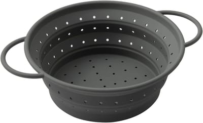 Vouwbare pastascheider voor ruimtebesparing, eenvoudig te reinigen, vaatwasserbestendig, 21.5 cm grijs, ideaal voor koken en afgieten, siliconen materiaal