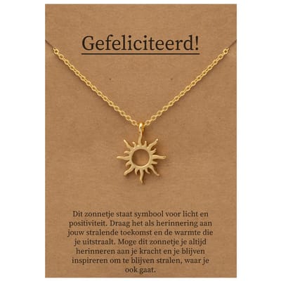 Gefeliciteerd Cadeau Ketting - Zonnetje Geluk Sieraad - Goudkleurig - Gefeliciteerd - Pax Amare