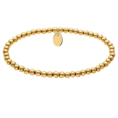 Lucardi - Dames Stalen goldplated kralenarmband voor dames - Armband - Staal - Goudkleurig - 16 cm