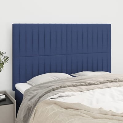 vidaXL - Hoofdbord - blauw - 144x5x118/128 - cm - stof