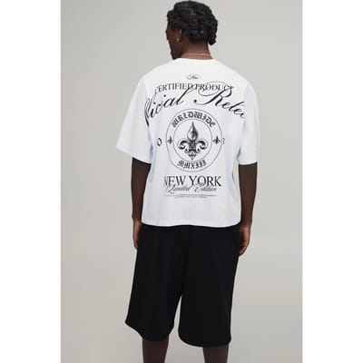 Oversized Fleur Di Lis T-Shirt and Jort Set | Mono | Size XS