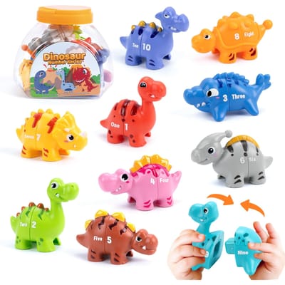 Dinosaurus Memory Spel Speelgoed Getal&Letter Matching Kleur Sorteren Fijne Motoriek Sensorisch Montessori Speelgoed Peuters voor Kinderen Cadeaus blue