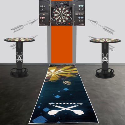 Dartmat voor Ultiem Dartspel met Gedrukt Bord en Gemarkeerde Werplijn, 100 x 285 cm