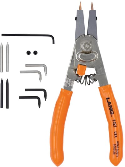 Zekeringsringtangenset met snelschakelaar - Professionele lang tools 1421 set voor in- en uitwendige zekeringsringen