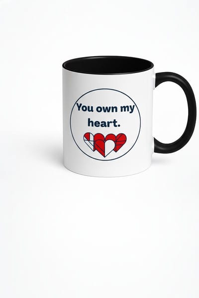 You Own My Heart" Liefdesmok - Unieke Keramische Koffiemok met Hartenprint - Romantisch Cadeau