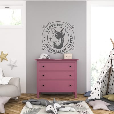 Muursticker - I Love My Austrian Cattle - 46,4 x 46,4 - Antraciet