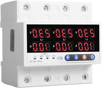 Voltage- en Overspanningsbeveiliging, Onder spanning Beveiliging met Dubbele LED, 3-Fase AC220V DIN Rails (100A)