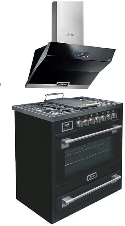 KAISER - gasfornuis - 90 cm - HGE 93505 s + AT 9343 afzuigkap 90 cm - afzuigkap - grillplaat