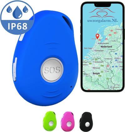 Uw Zorgalarm - Alarmknop Voor Ouderen - Senioren Alarm - GPS - Personenalarmering - Blauw