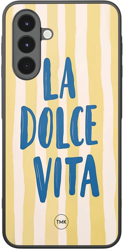 Hoesje geschikt voor Samsung Galaxy A16 - La dolce vita - Geel - TPU case - Tekst - Hardcase zwart telefoonhoesje