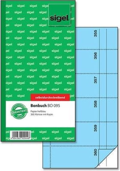Sigel - bonboekje - Expres - zelf kopiërend - 10,5x20cm - 360 nrs - blauw - SI-BO095