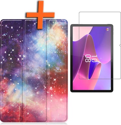 Hoesje - Geschikt voor Lenovo Tab P11 Pro - Met Screenprotector - Trifold Bookcase - Hard Cover Case - Met Uitsparing Geschikt voor Lenovo Pen - Hardcover Book - Tablet Hoes - Galaxy