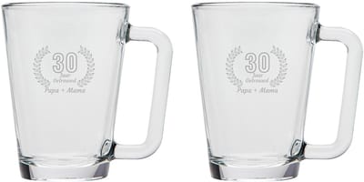 Gegraveerde set Theeglazen 26cl Papa + Mama 30 jaar getrouwd