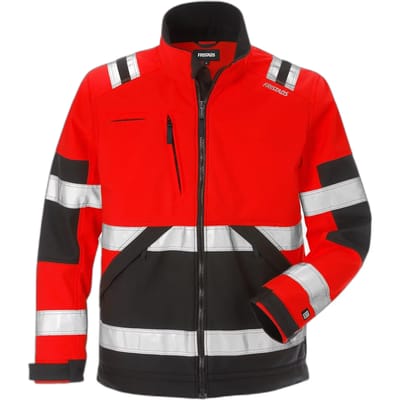 Fristads Hi Vis Softshelljack Klasse 2 4083 Wyh - Hi-Vis rood/zwart - XS